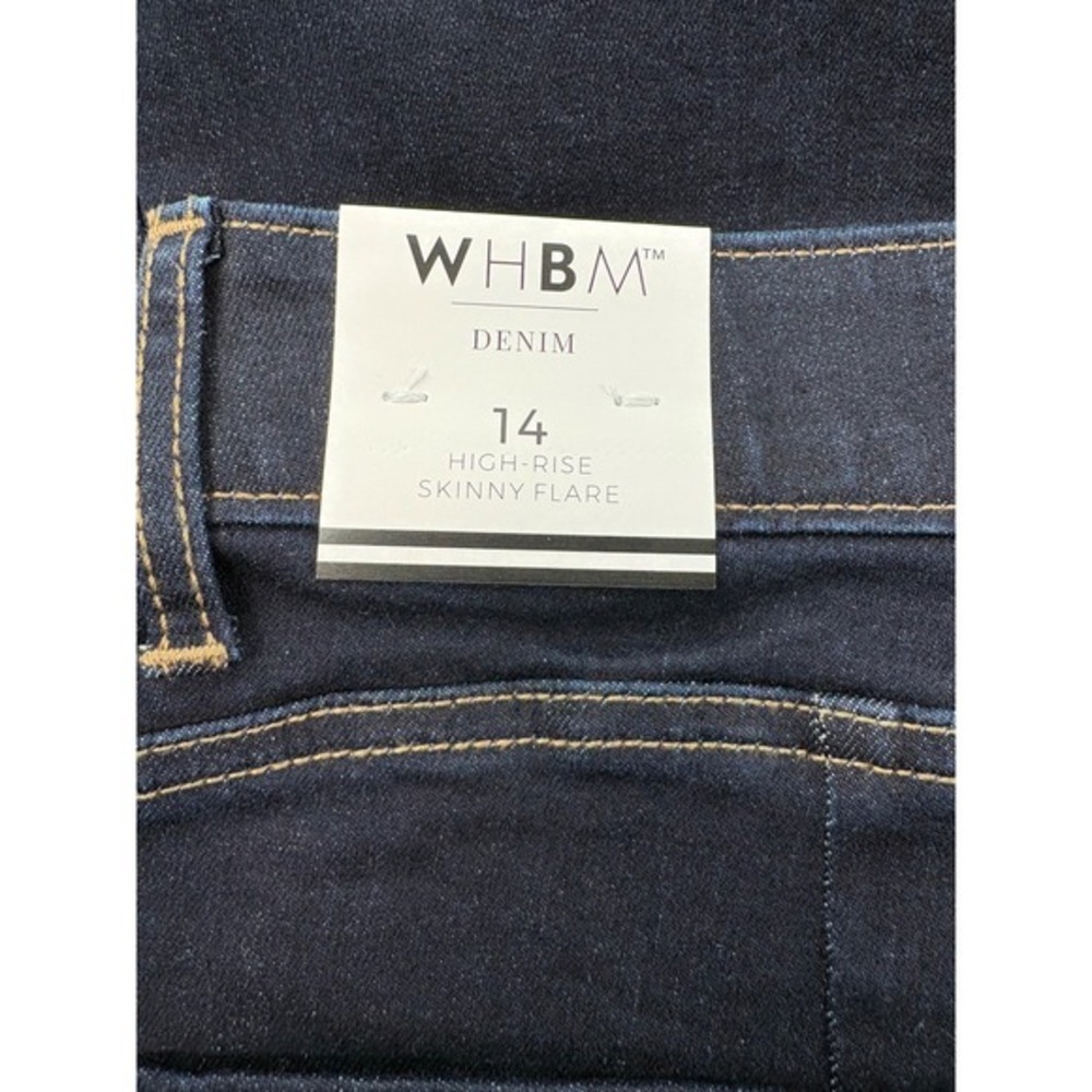 White House Black Market Outlet Skinny Flare Jeans Women 14R Blue Midnight Rinse - Picture 4 of 6